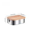Japanese-Style Lunch Box Made of 304 Stainless Steel with Eco-Friendly Bamboo Cover, Long-Lasting Food Storage Container