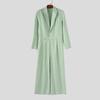 INCERUN Oversized Men Lapel Neck Long Sleeve Striped Loose Long Rompers Jumpsuits
