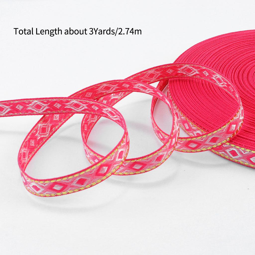 Rhombus Ribbon Trim 3 Yards Geometry Ribbon Vintage Trim for Gift Wrapping DIY Scrapbooking Party Decoration Crafts