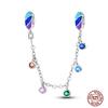 Star Moon Slide Safety Chains Charms 925 Sterling copper Heart Evil eyes Silicone Spacer Beads Fit Original Bracelet DIY Zircon