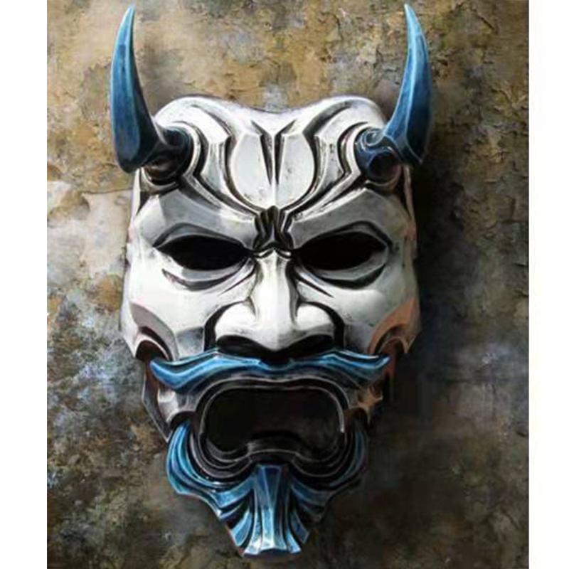 

Warrior Halloween Demon Hannya Horror Latex Full Face Mask Cosplay Prop Headgear білий