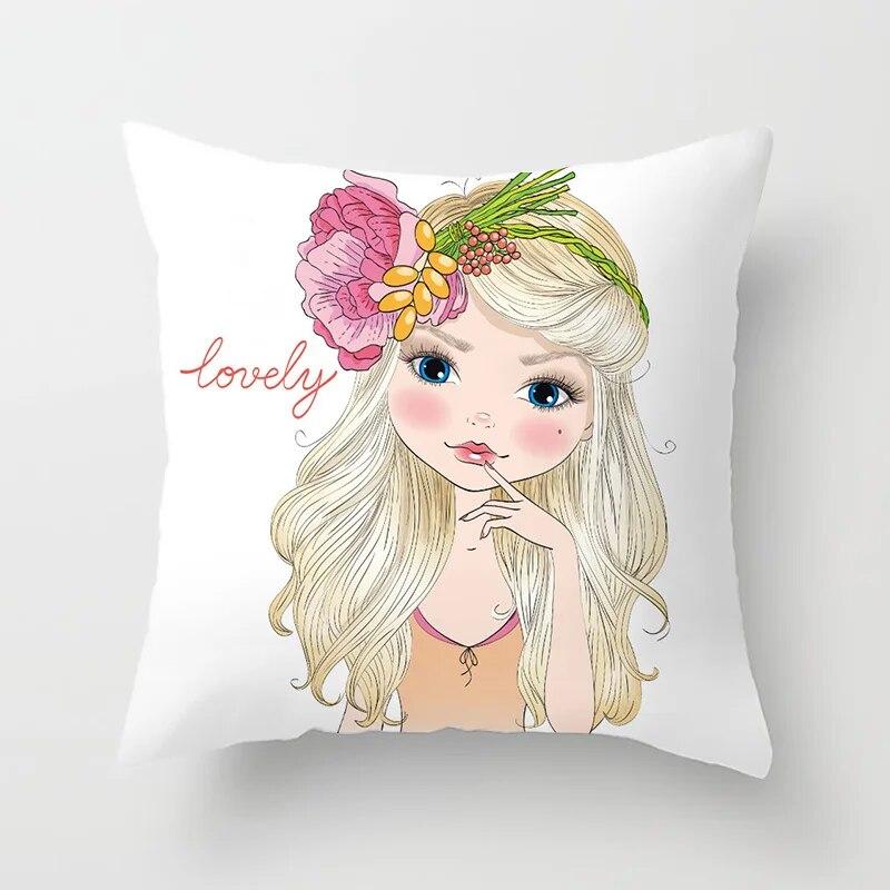 Bedroom Living Room Sofa Bed Decorative Pillowcase Home Decor Cute Girl Princess Cushion Cover