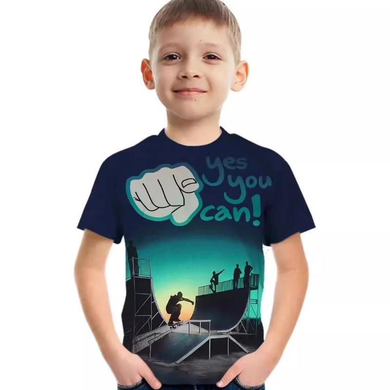 Tricou cu mânecă scurtă pentru băieți, cu imprimeu astronaut și cer înstelat, haine de vară, tricou cu mânecă scurtă pentru copii