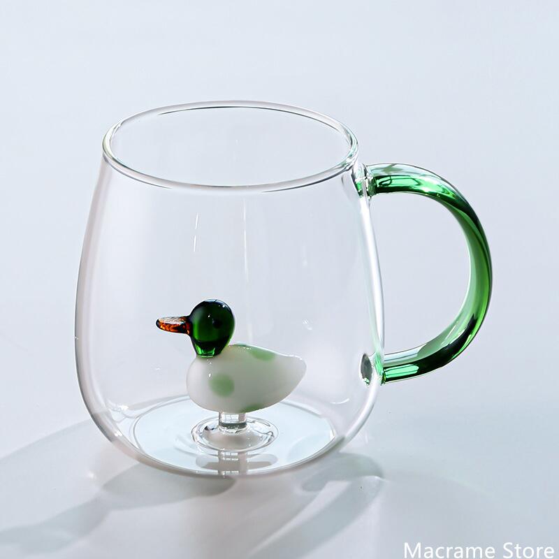 3D Animal Flower Built-in Glass High Borosilicate Glass Heat-resistant Transparent Glass Drinking Cup Milk Coffee Juice Glass