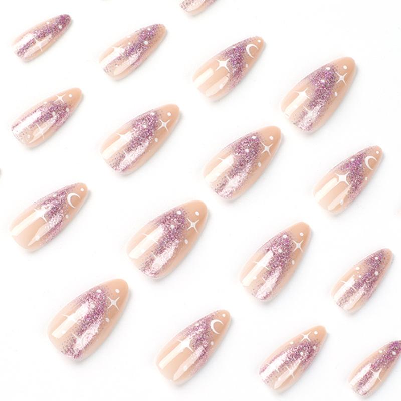 Nail patch glitter powder Xingyue wearing nail medium and long nail piece finished product removable press on nails