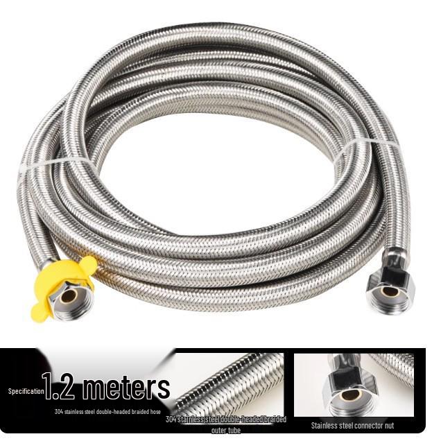 4-Min Stainless Steel Braided Dual Inlet/Outlet Hose for Hot/Cold Water Faucet, Heater, Angle Valve & Toilet.