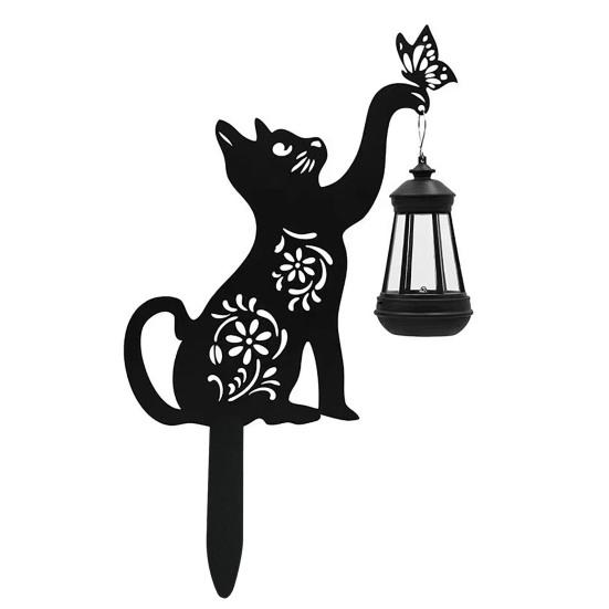 

Садовый солнечный светильник, работающий на солнечной энергии, металлический светильник в форме кошки с колышками