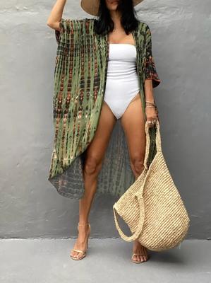 Women's Beach Cover Up Robe Lightweight Open Front Long Kimono Cardigan Bohemian Style Summer Outerwear for Sun Protection and Casual Wear