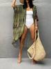 Robe de plage à enfiler pour femme, légère, ouverture sur le devant, long cardigan kimono, style bohème, vêtement d'extérieur d'été pour la protection solaire et le port décontracté
