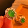 Jade Green Ice Light Natural Chalcedony Ring Agate Ring, Real Shot