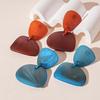 Retro Acrylic Geometric Silver Needle Earrings - European & American Style High-End Ear Ornaments for Women