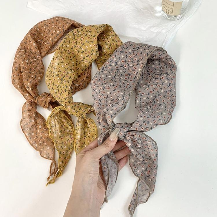Popular Flower Patterned Head Wrap Breathable Bandana Scarf Thin Neck Cover Women Fashion Accessory Beach Vacation Wear