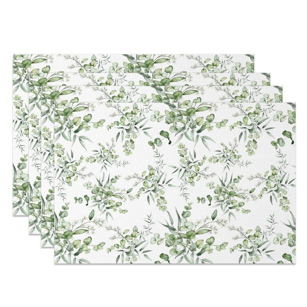 Botanische Florale Platzsets Grüne Blätter Blumen Design Naturinspiriertes Tischset für Esstisch Küche Party Waschbar Umweltfreundlich