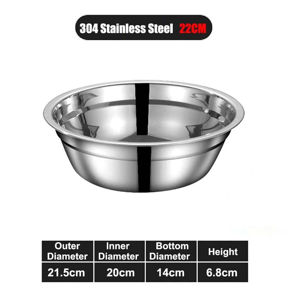 New Round 304 Stainless Steel Bowls Thicken Multiple Sizes Prep Bowls Serving Bowls
