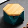 Creative Ceramic Ashtray Diamond Shaped Copper Buckle Storage Box with Lid Living Room Anti Fly Ash Home Decoration Accessories