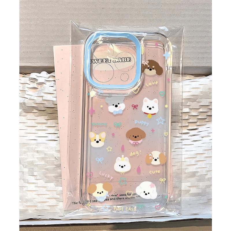 Frische Farbverlauf Hunde Handyhülle: Weich, Transparent und Niedlich, Kompatibel mit iPhone 11/7, 12, 13, 14 Pro Max, 15, 16.