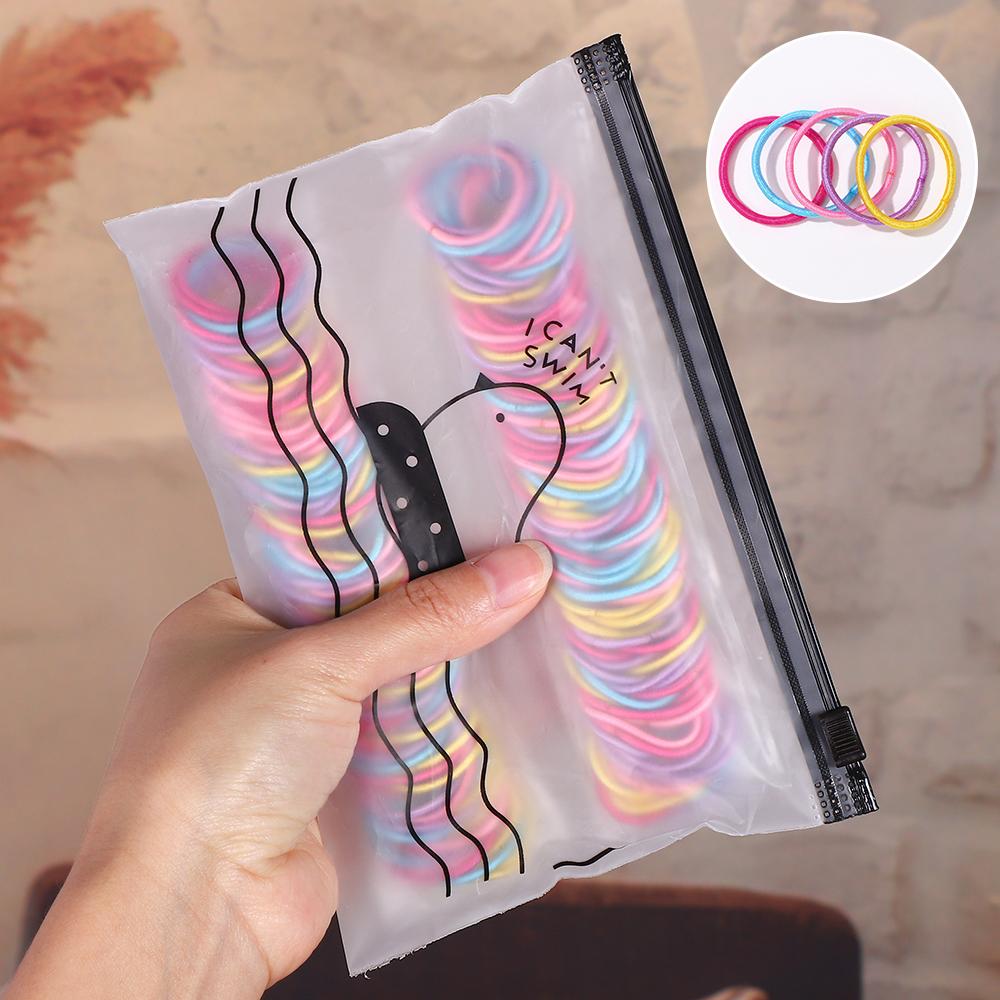 

100 шт./компл. эластичные резинки для волос для девочек, аксессуары для волос для девочек, 2,5 см, цветная резинка, детская резинка для хвоста, детские резинки для волос