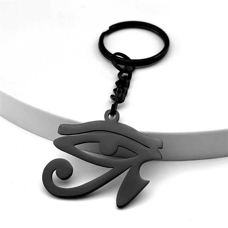 Stainless Steel Egyptian Eyes Key Chain for Women Men Statement Mythology Eye of Ra Horus Symbol Car Key Ring Jewelry