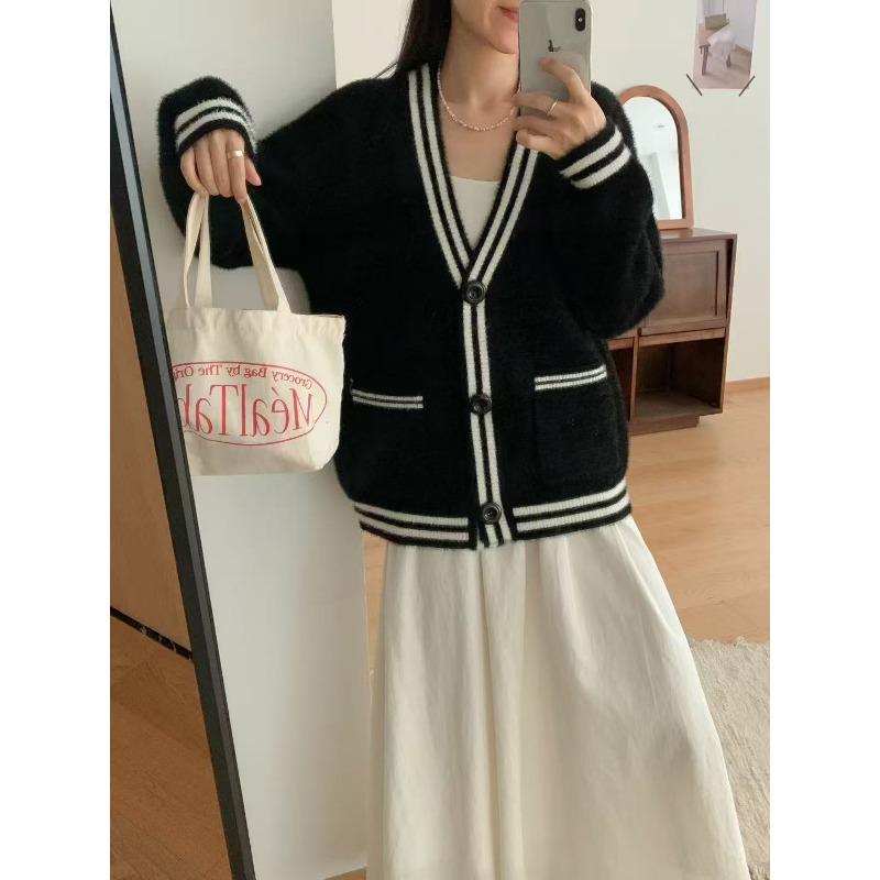 

Женский вязаный кардиган из искусственной норки, новый осенне-зимний, свободный, ленивый, ветровка-свитер для женщин one size fits all чёрный