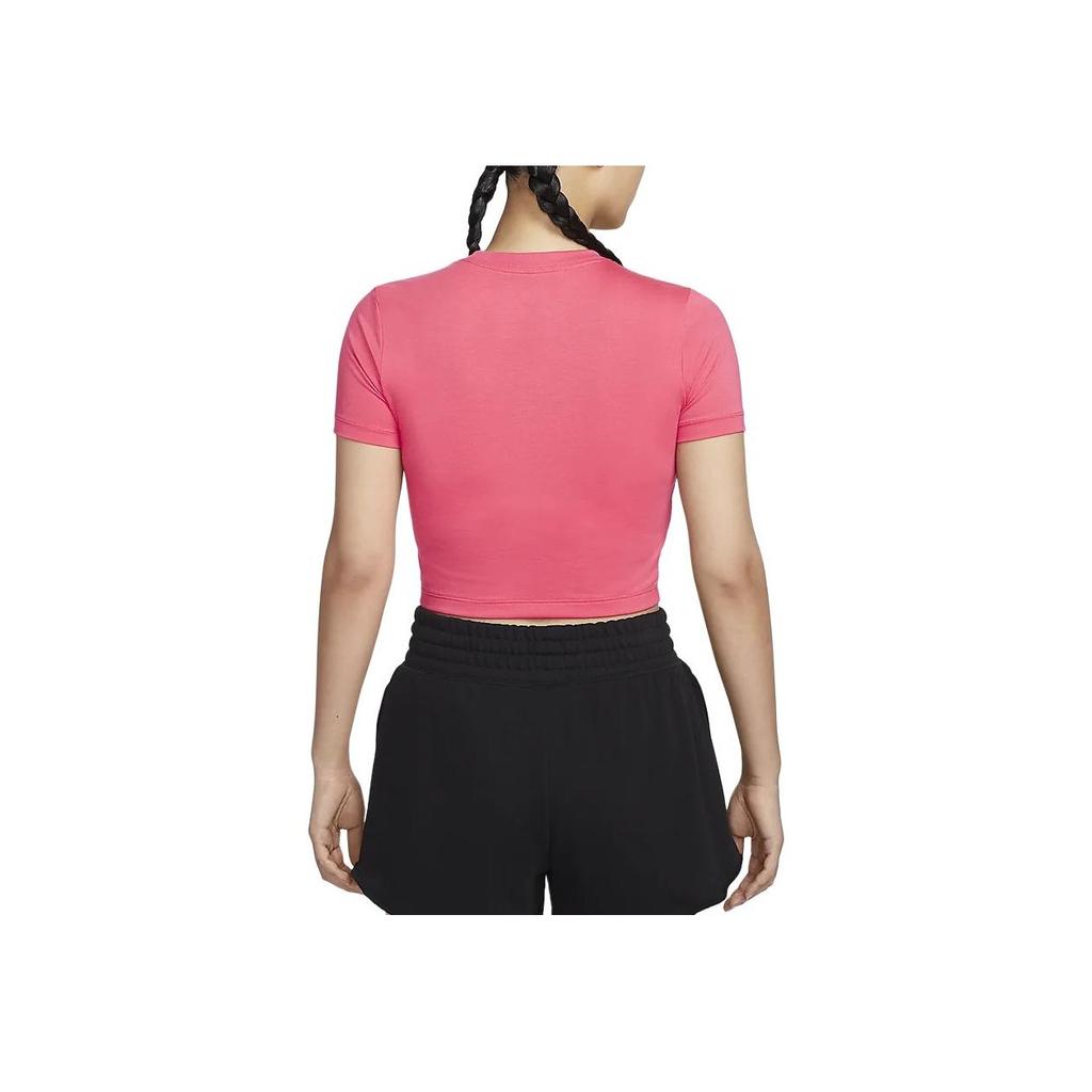 Nike Sportswear Essentials Series Logo Slim Fit Short Sleeve T-Shirt Women Tops Purple Pink FB2874-629