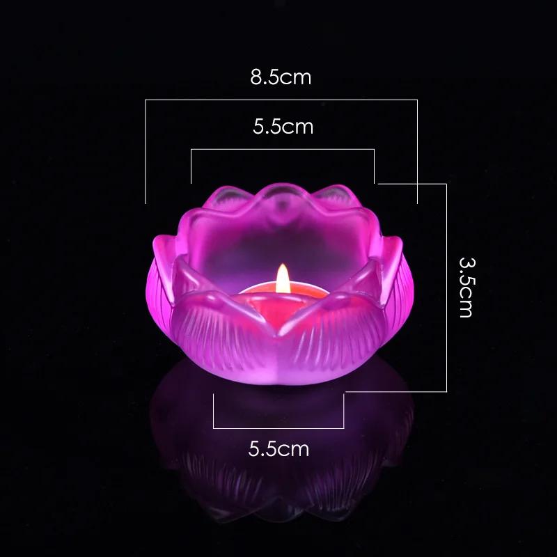 Lotus Shaped Candle Holder, Creative Articles of Worship In Front Buddha, Home, Living Room, Office Decoration, Seven Color, 1Pc
