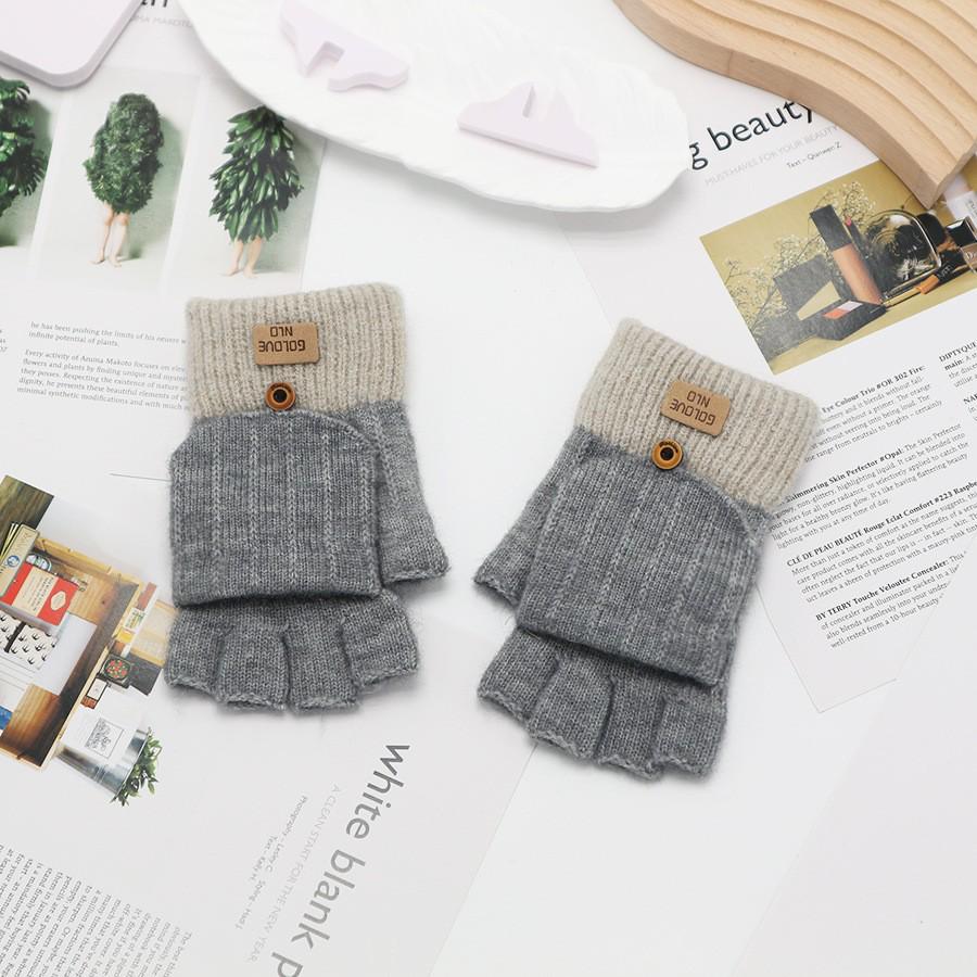 Zimní bezprsté rukavice s odklápěcím vrškem v korejském stylu - Unisex, kreslený design, kompatibilní s dotykovou obrazovkou, ideální pro psaní a ťukání