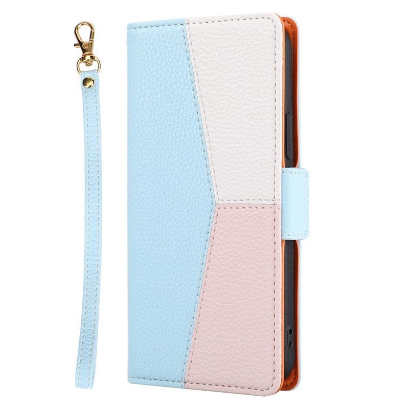 Applicable to Samsung S26 contrasting color splicing lychee pattern mobile phone leather case Note20 flip wallet insert card protective case S25