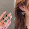 Mode Kristall Strass Herz Ohrringe für Frauen Schwarz Emaille Liebe Tropfen Ohrringe Hochzeit Party Süße Nette Hohl Schmuck