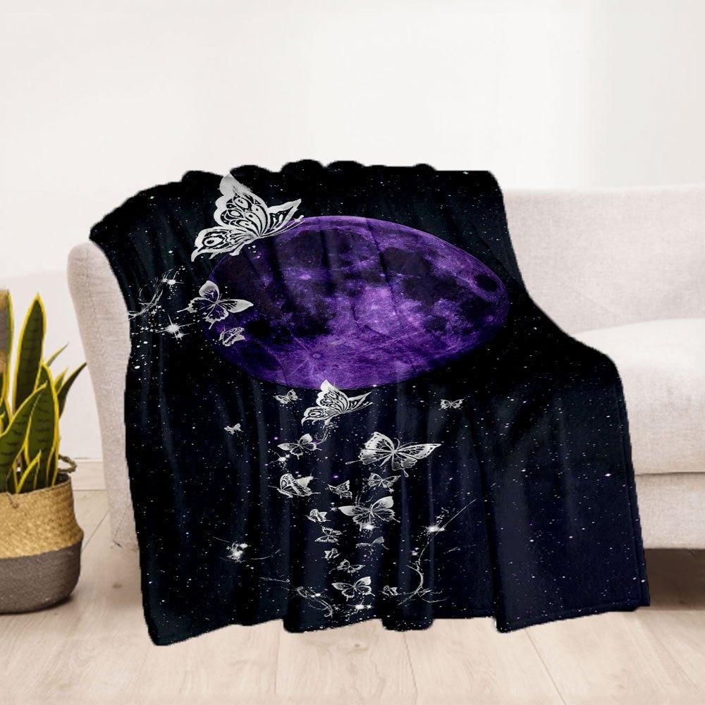 Purple Moon Butterfly Wallpapers for iPhone & AndroidBlanket Flannel Throw Blanket for Sofa, Bed, Travel, Camping, Office