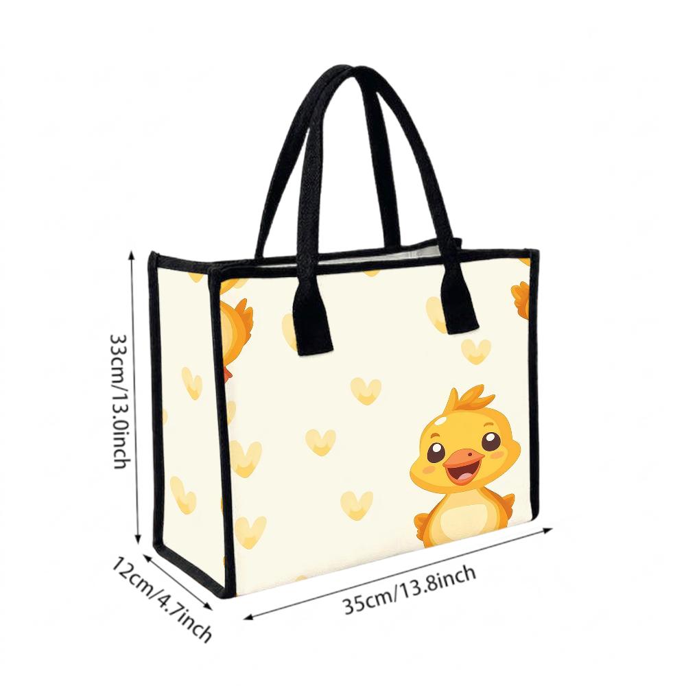 Cute Yellow Duck Print Tote Bag Fashion Casual Large Capacity Daily Portable Shoulder Handbag for Women