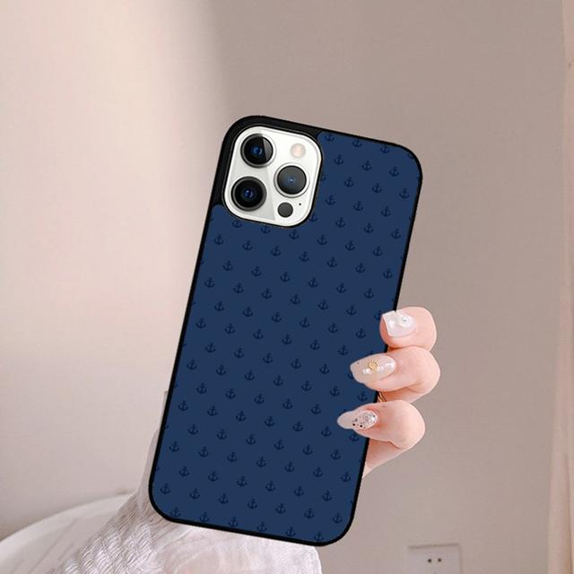 Blue Boat Anchor Printing Drawing Phone Case Back Cover for iPhone 17 Air 16 15 14 13 11 12 Pro Max Plus Coque