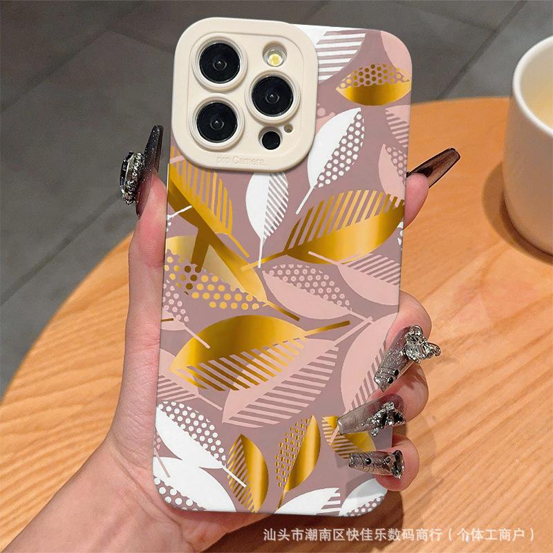 Champagne gold leaf for iPhone7/8plus Apple 11/12/13/14/15/16 ProMax case