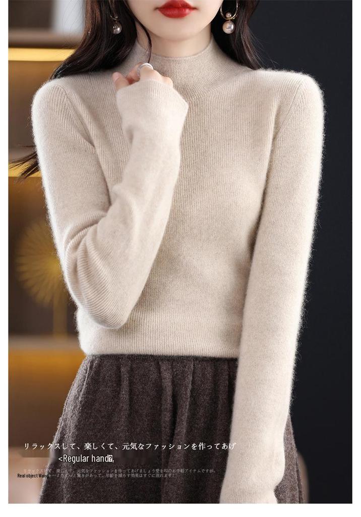 Siping Stitch Women's Half-High Collar Sweater: Autumn/Winter Slimming Knitwear
