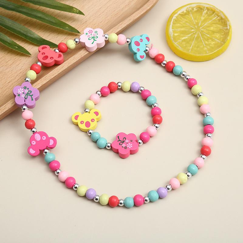 2pcs Children's Luminous Necklace Bracelet Set Cartoon Princess Jewelry Accessories Makeup Toys for Kids Girls Birthday Gifts