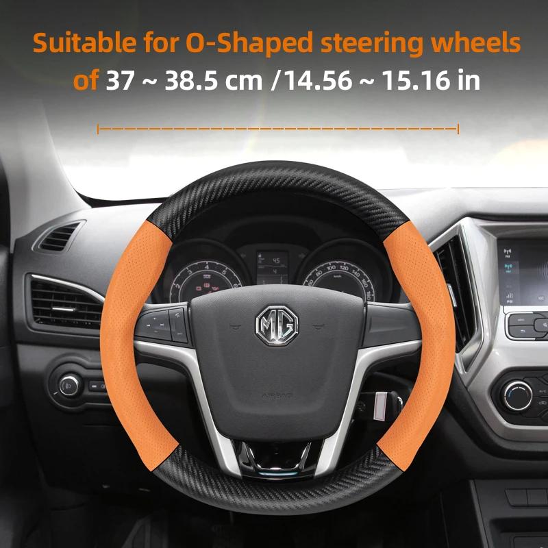 Suitable for Mg Breathable Hole Leather Matte Carbon Fiber Texture Steering Wheel Cover Suitable for Zs Mg3 Hybrid Luxury 2025