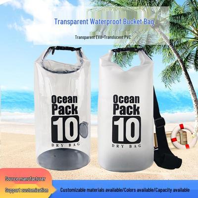 TOWADE 10L Waterproof PVC Transparent Outdoor Bag for Beach, Rafting, and Swimming - Portable and Foldable Storage Solution.