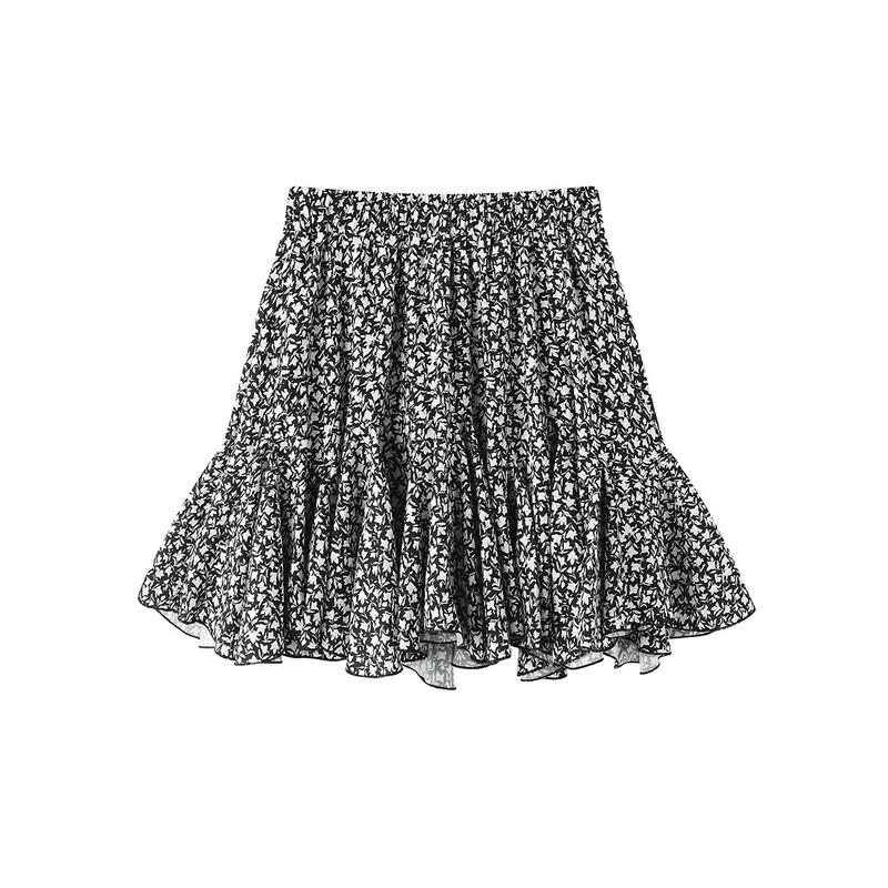 FivePlus Draped Floral A-Line Mini Skirt L