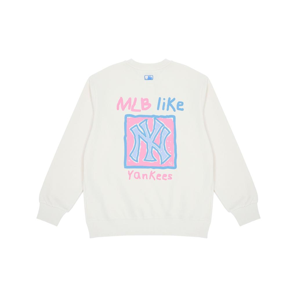 MLB FW22 Graffiti-Print Langarm Rundhals-Sweatshirt Unisex-Sweatshirt Weiß 3AMTL0414-50CRS