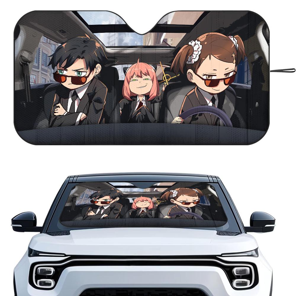 S-Spy X Family Anime Car SunShade Windshield Foldable Three-layer Insulation Sunshade By Suction Cup Blocks UV Rays Sun