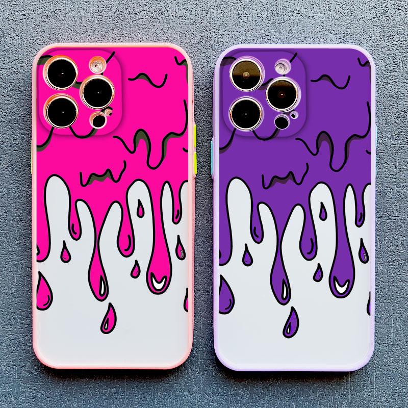 Funny Melted Ice Cream Pattern Phone Case for IPhone 16 15 Plus Pro Max 11 12 14 13 Pro Max Mini XR XS X SE2 Cute Cartoon Covers