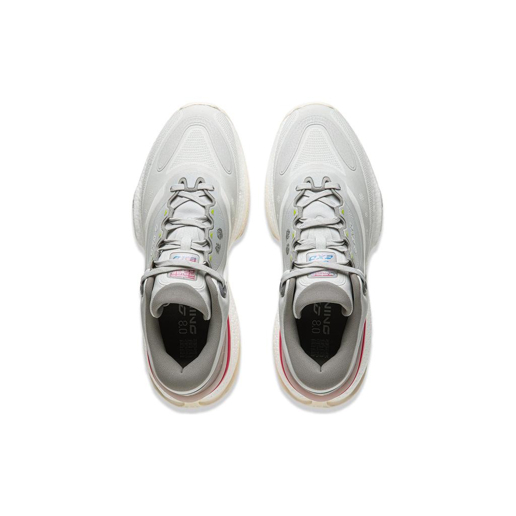 New LiNing Exceed 8 Cushioning Anti Slip Wear Resistant Breathable Support Rebound Low Top Casual Shoes Men's Gray White AGLU007-4