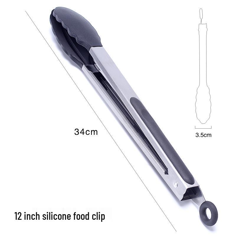 Cross-Border Stainless Steel & Silicone BBQ Grilling Tongs Set – 7", 9", 12"