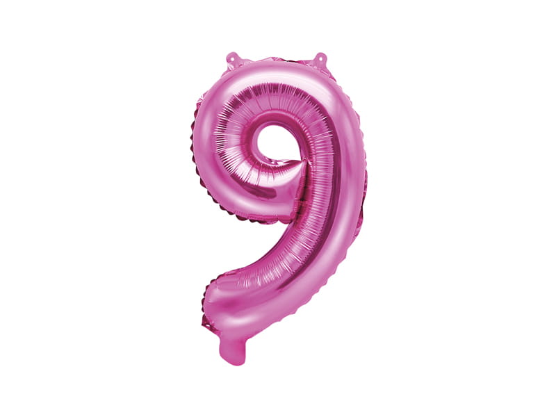 Balon Foliowy Cyfra "9" Ciemno Różowy 35 Cm