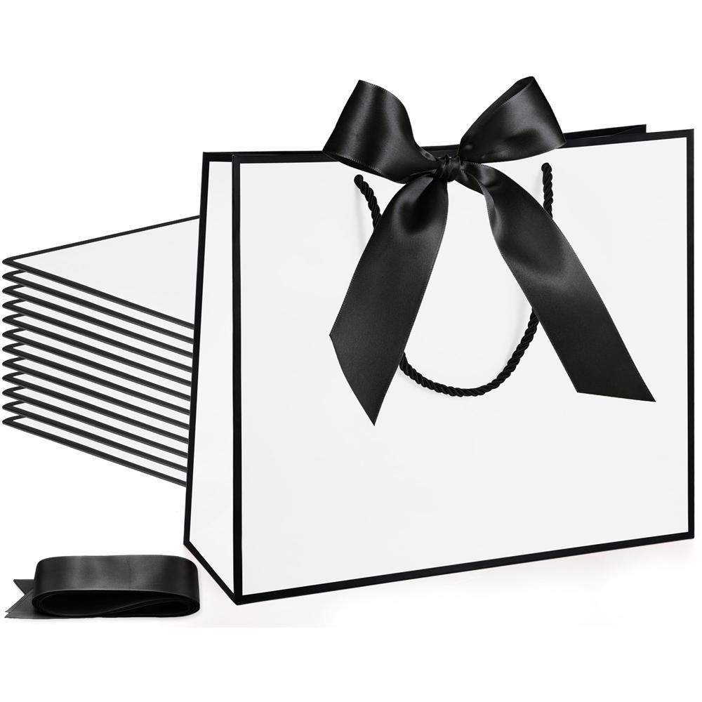 5pcs Thank You Paper Gift Bags with Handles Gift Wrap Bags With Bow Ribbon for Wedding Baby Shower Birthday Christmas Party