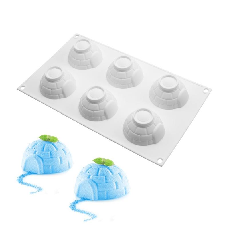M-1Pc 6-Cavity Igloo Silicone Baking Mold Reusable Kitchen Tool for Mousses Ice Cream Cake Pastry Making