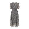 SELLY'S Flower Chiffon V-Neck Short Sleeve Dress_I6B-Cop030