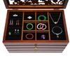 6-Tier Vintage Wood Jewelry Box Organizer, Acrylic Display Storage Case with Handle for Earrings Rings Necklaces