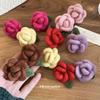Flocking flower stud earrings autumn and winter sweet temperament versatile earrings light luxury niche elegant earrings women