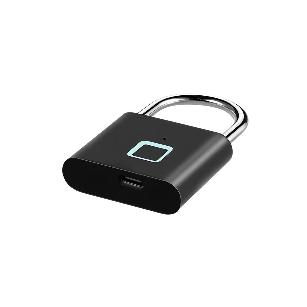 IPX4 Waterproof Smart Fingerprint Padlock Type-C Rechargeable Keyless Security Lock for House Gate Cabinet