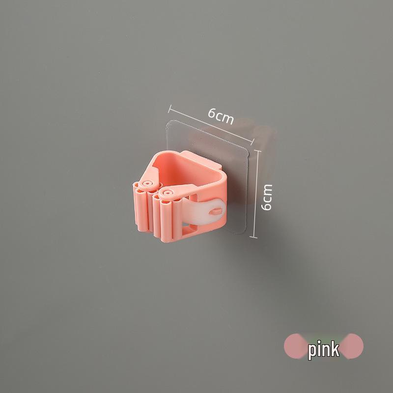 

Бесследный настенный держатель для швабры и стойка для метел для ванной и кухни розовый